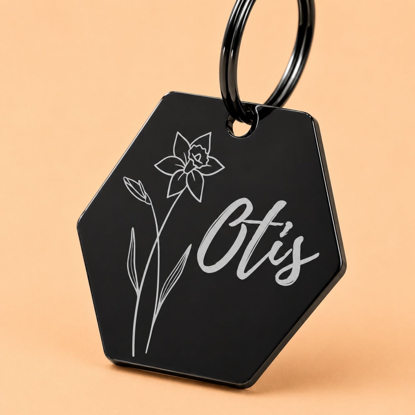 Daffodil Birth Flower Dog Tag, March