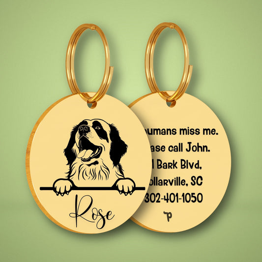 Breed Dog Tag - Newfoundland Unique Dog Tag with Peek-a-Boo Portrait (Style 2)