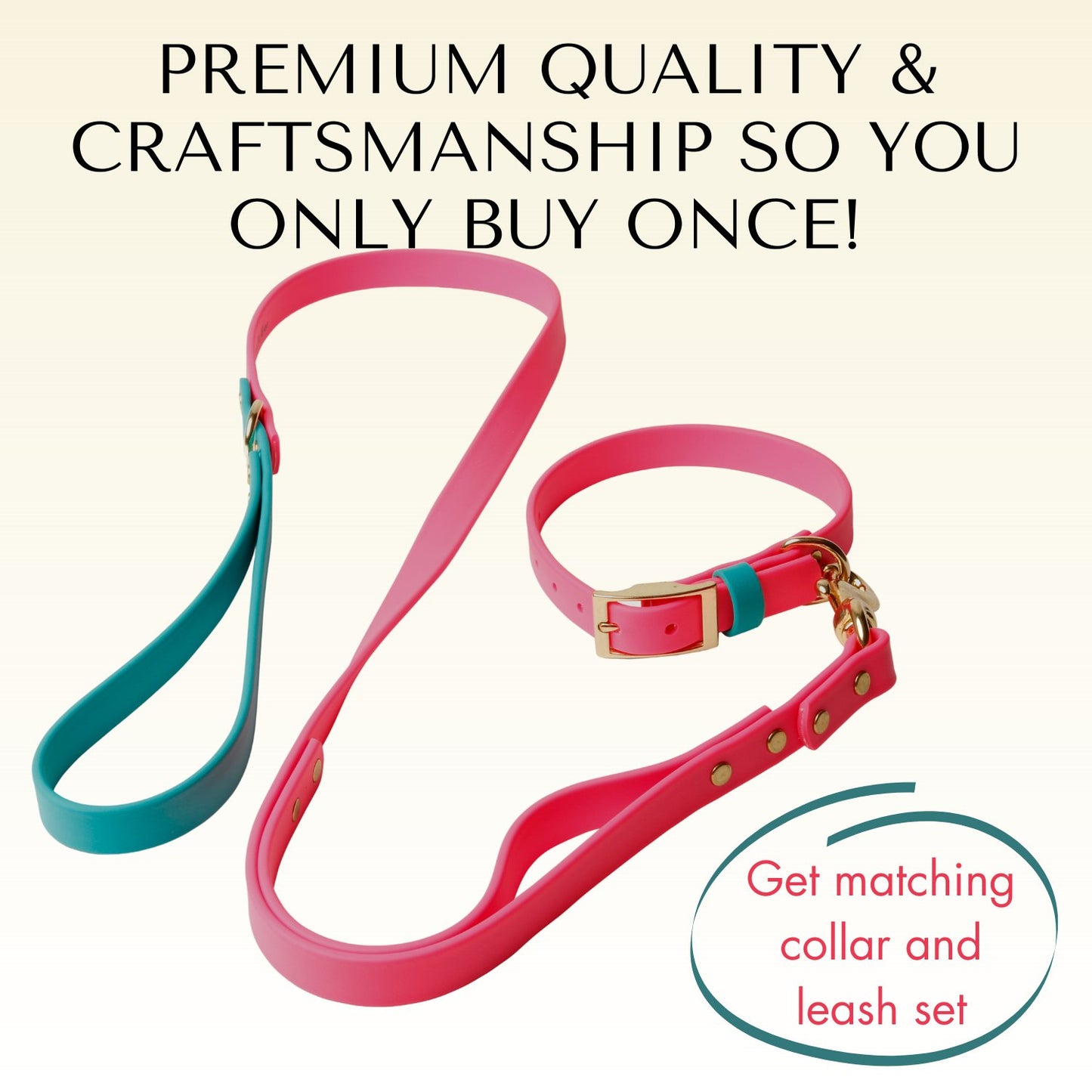 Collars - Pink Dog Collars - Waterproof, Stylish and Smell Free (Pink, Teal)
