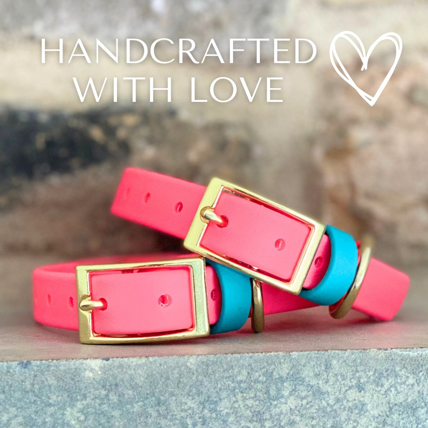 Collars - Pink Dog Collars - Waterproof, Stylish and Smell Free (Pink, Teal)