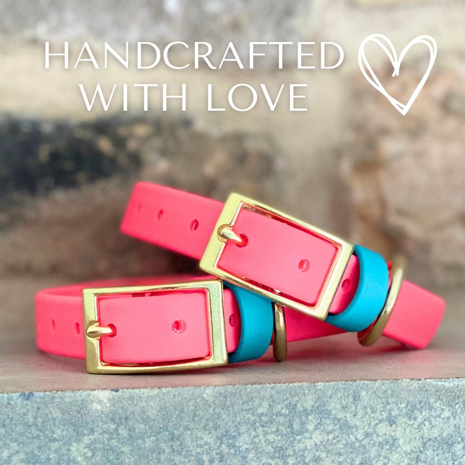 Collars - Pink Dog Collars - Waterproof, Stylish and Smell Free (Pink, Teal)