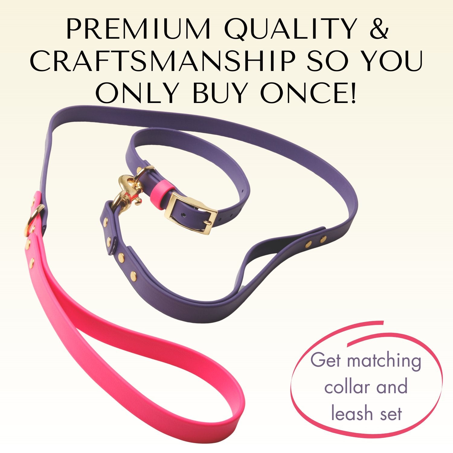 Collars - Waterproof Pink & Purple Dog Collar - Stylish and Smell Free (Purple, Pink)