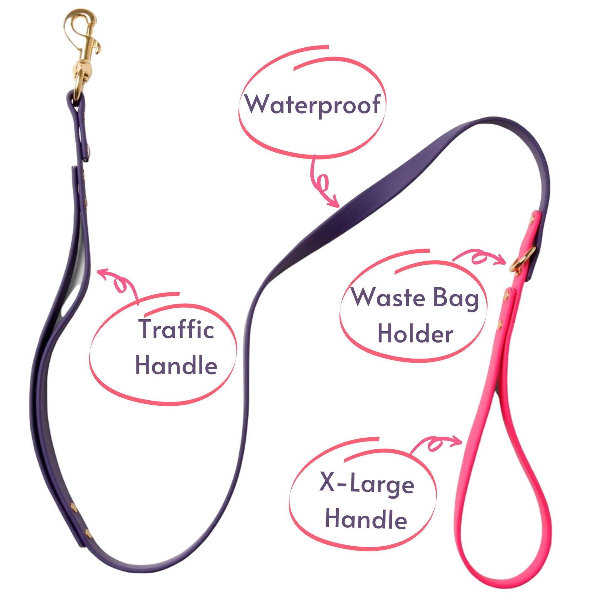 Leashes - Biothane Dog Leashes (Purple/Pink)