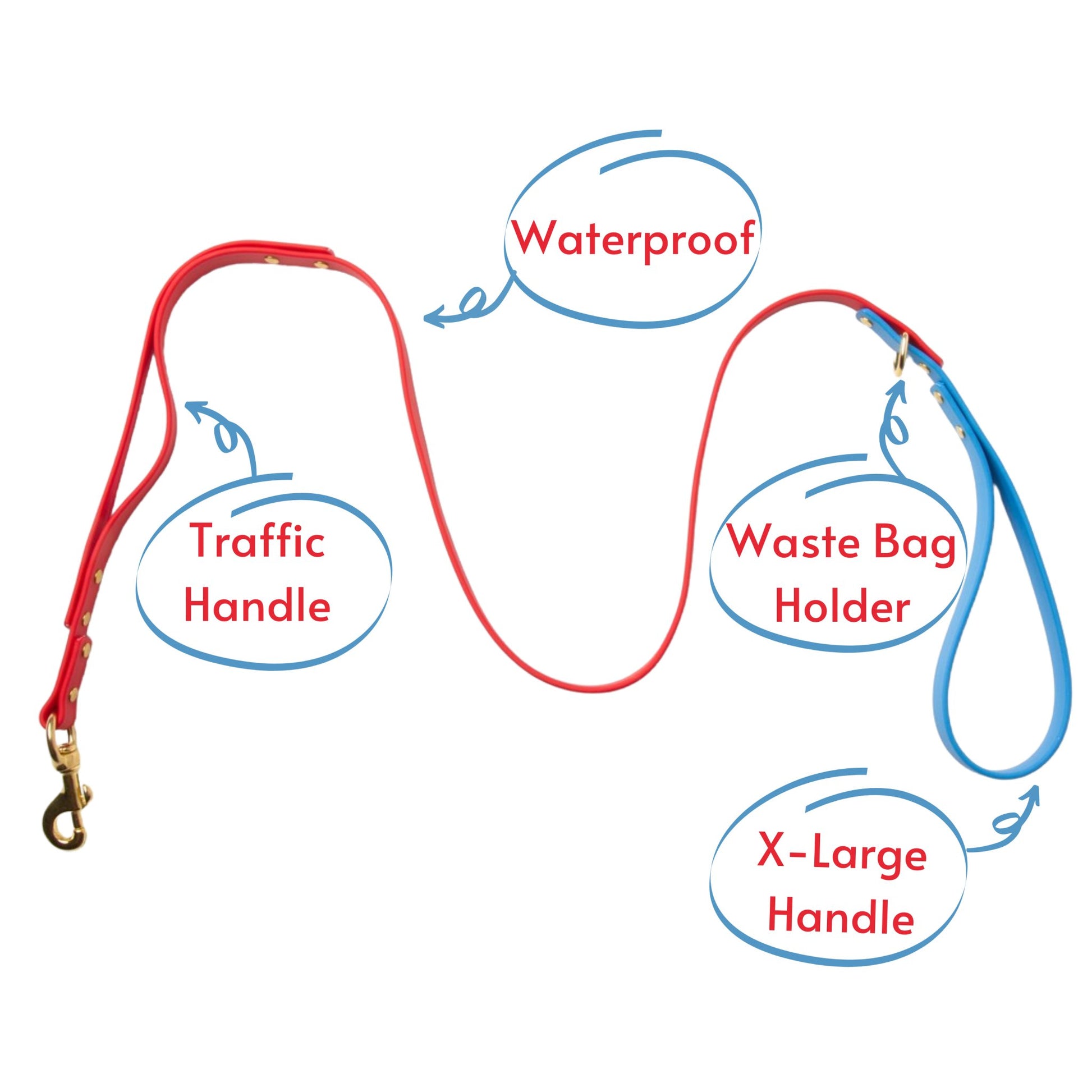 Leashes - Biothane Dog Leashes (Red/Blue)