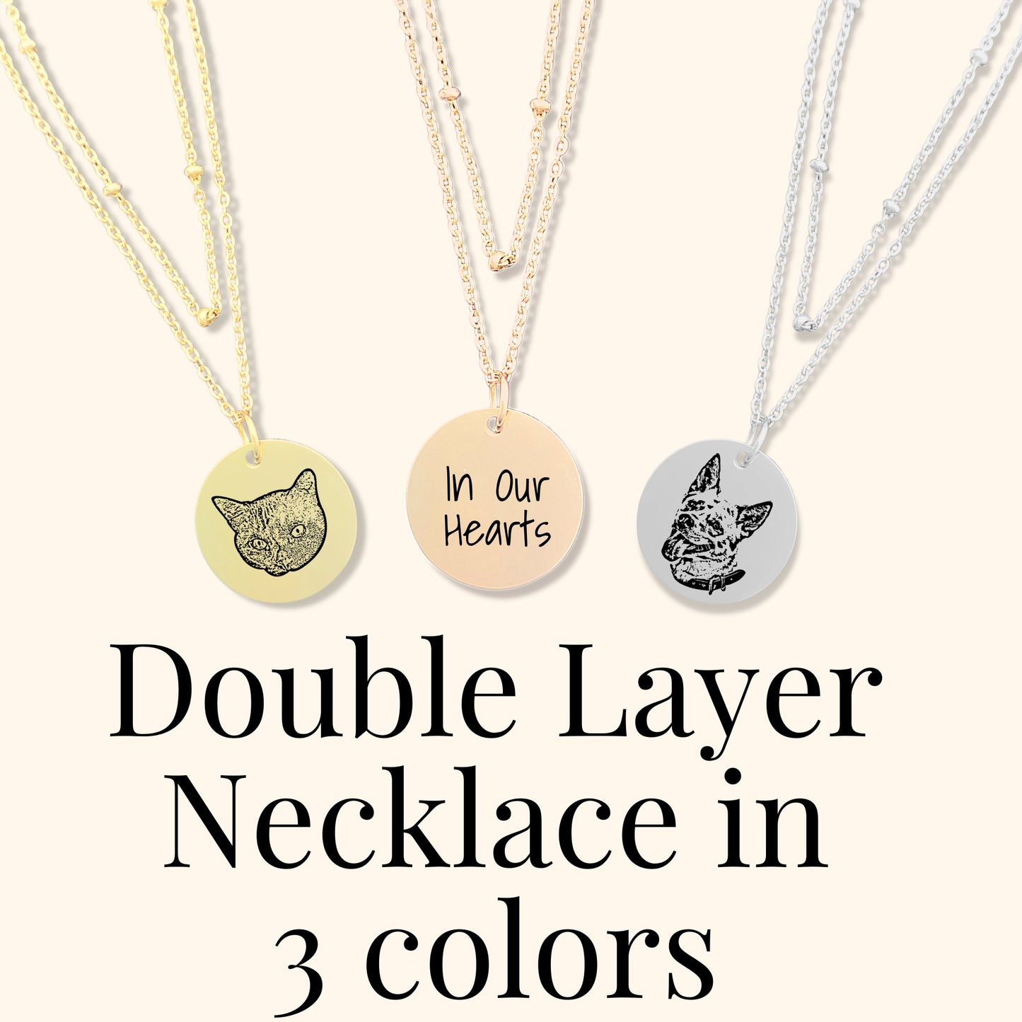 Necklace - Engraved Necklace with Engraved Pet's Face (Gold)