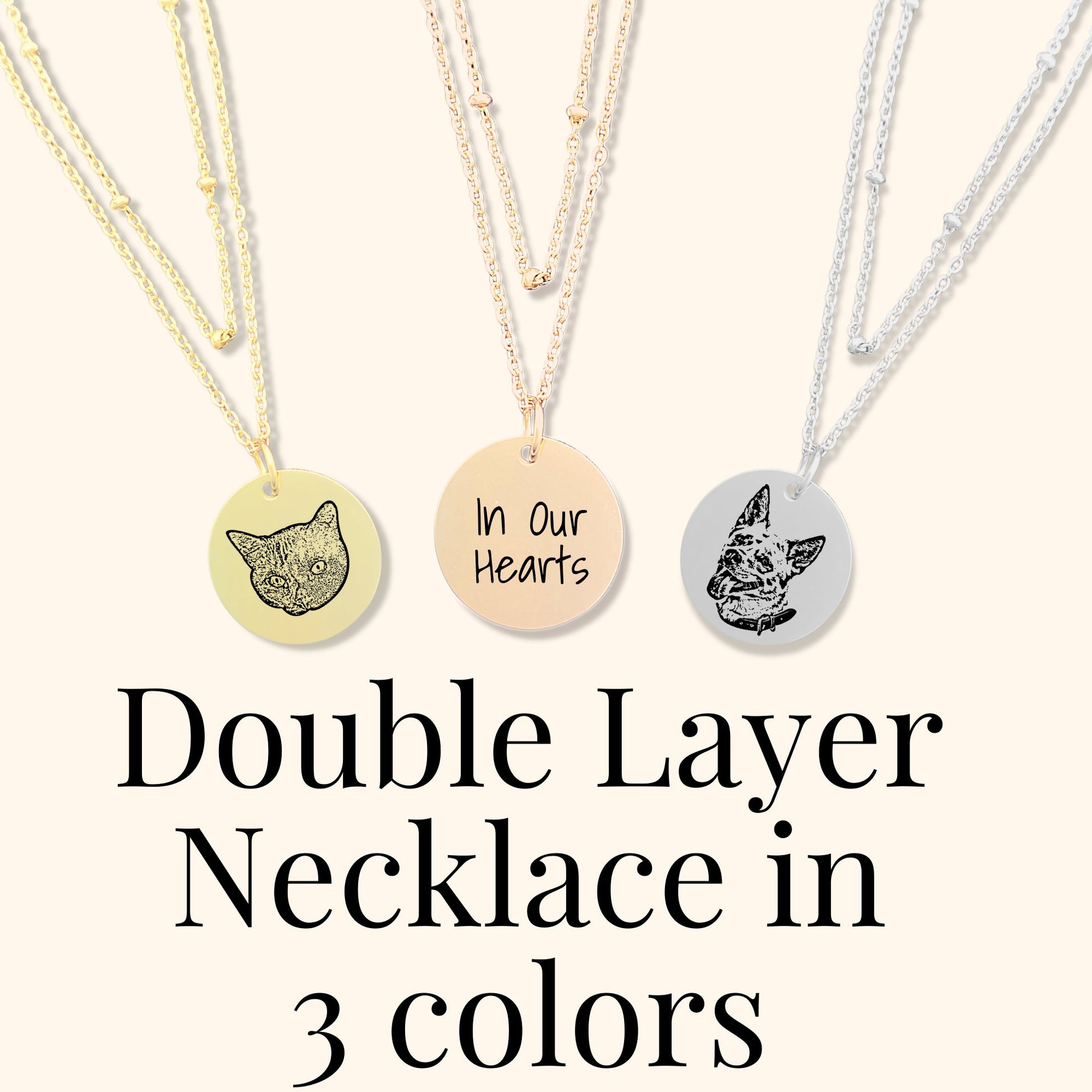 Necklace - Engraved Necklace with Engraved Pet's Face (Gold)