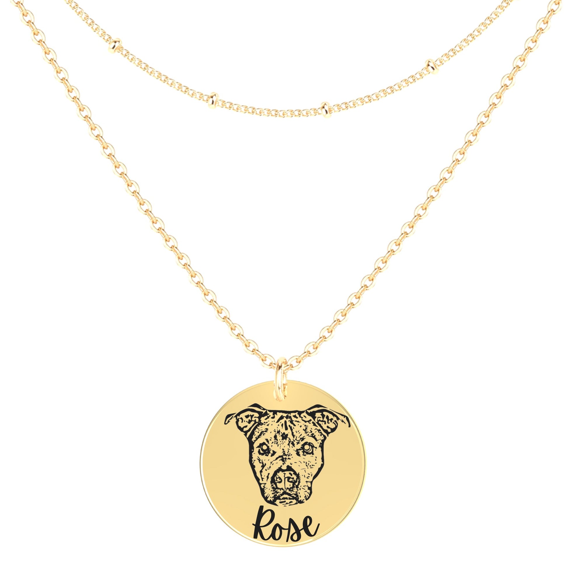 Necklace - Engraved Necklace with Engraved Pet's Face (Gold)