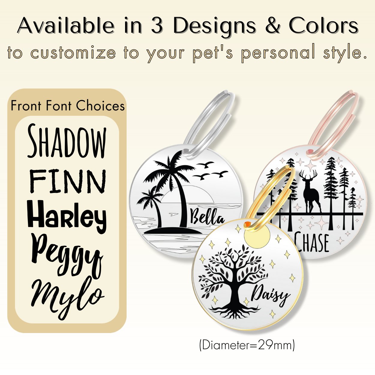 QR Tag - Personalized QR Code Dog Tag Ensure Your Pet's Safety Always (Silver, Willow)