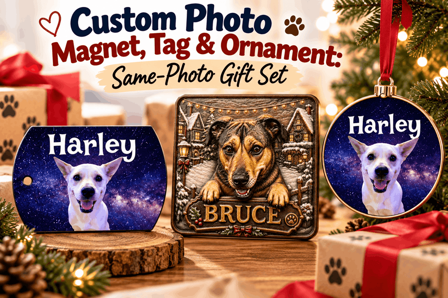 Custom Photo Magnet, Tag & Ornament: Same-Photo Gift Set - PawFurEver
