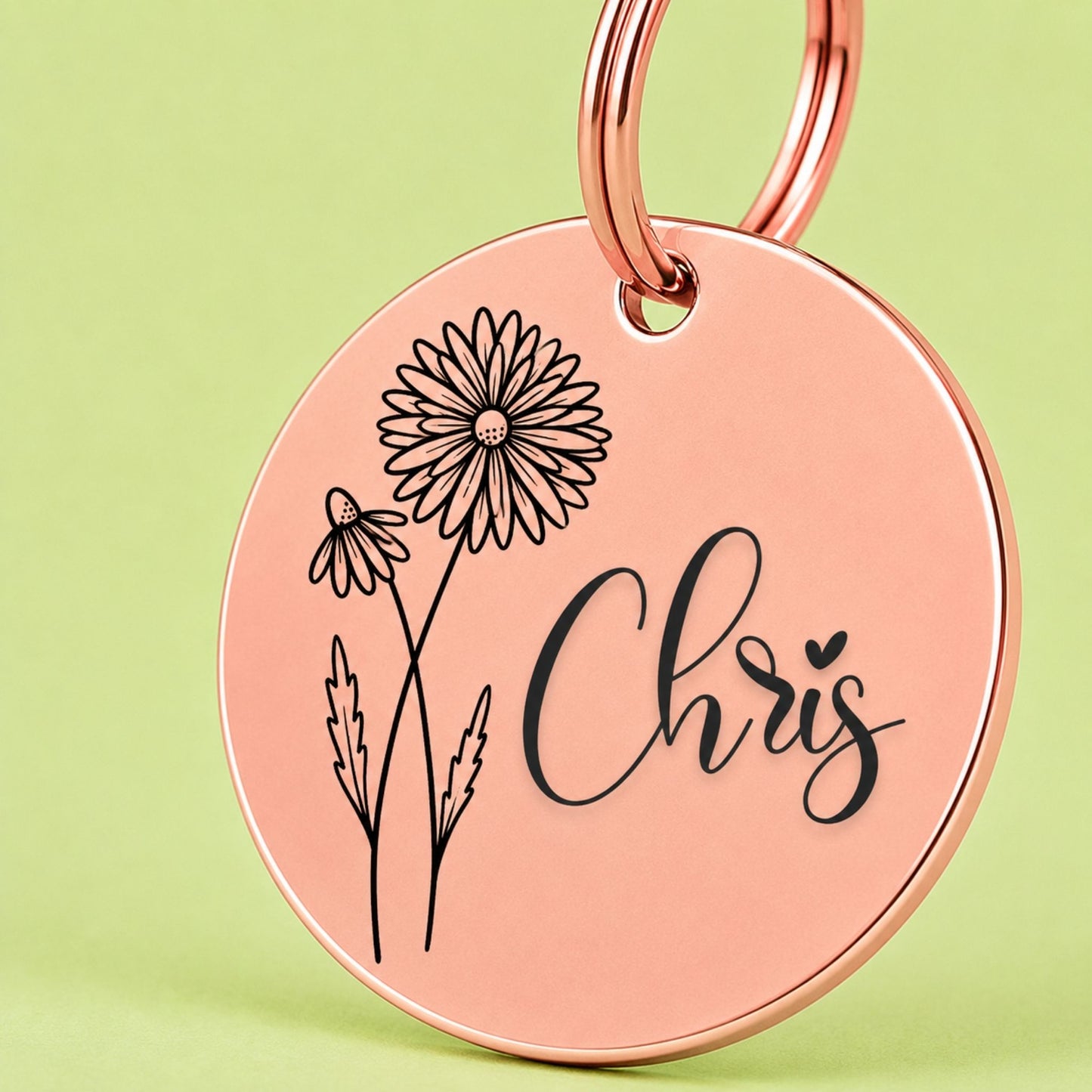 Daisy Birth Flower Dog Tag, April