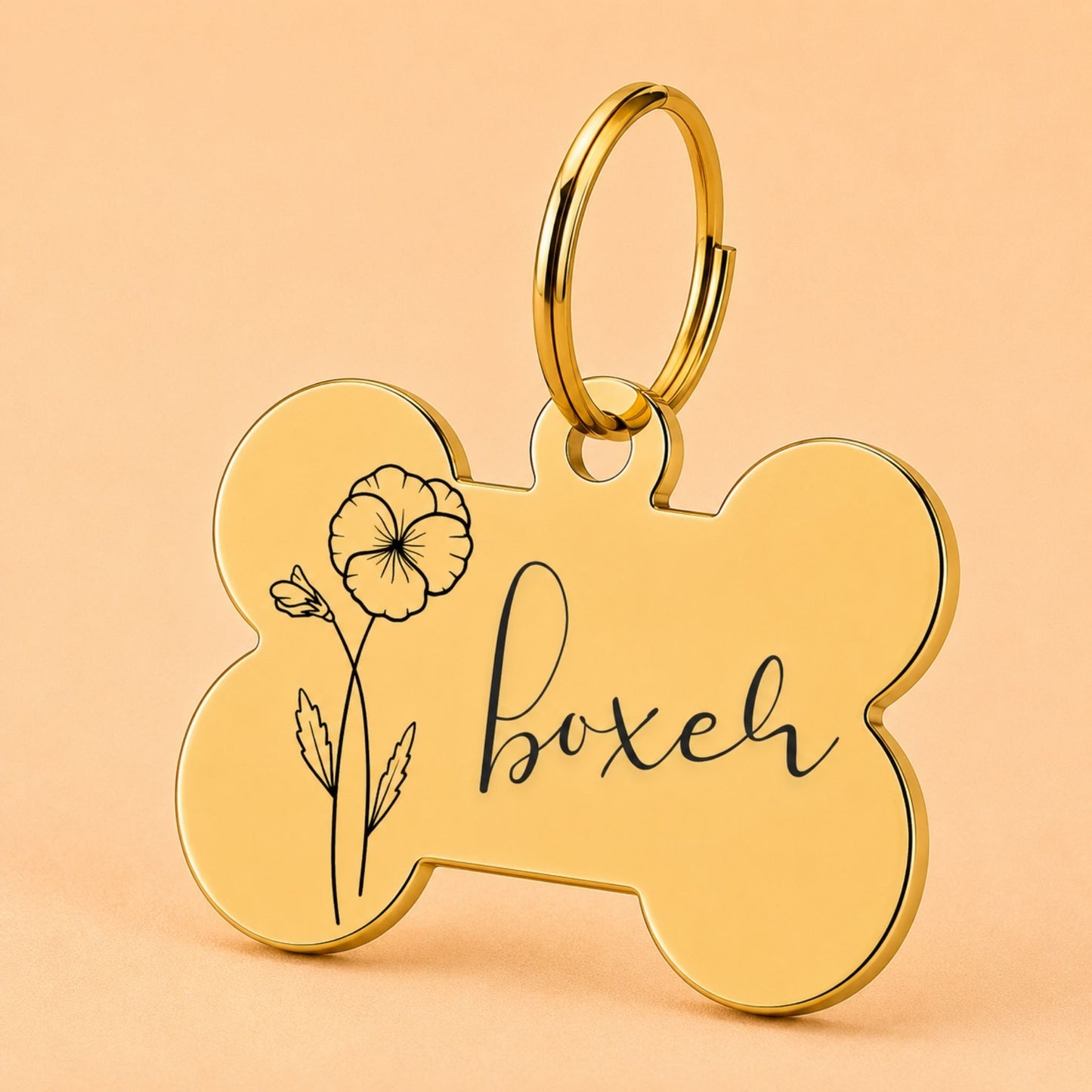 Violet Birth Flower Dog Tag, February