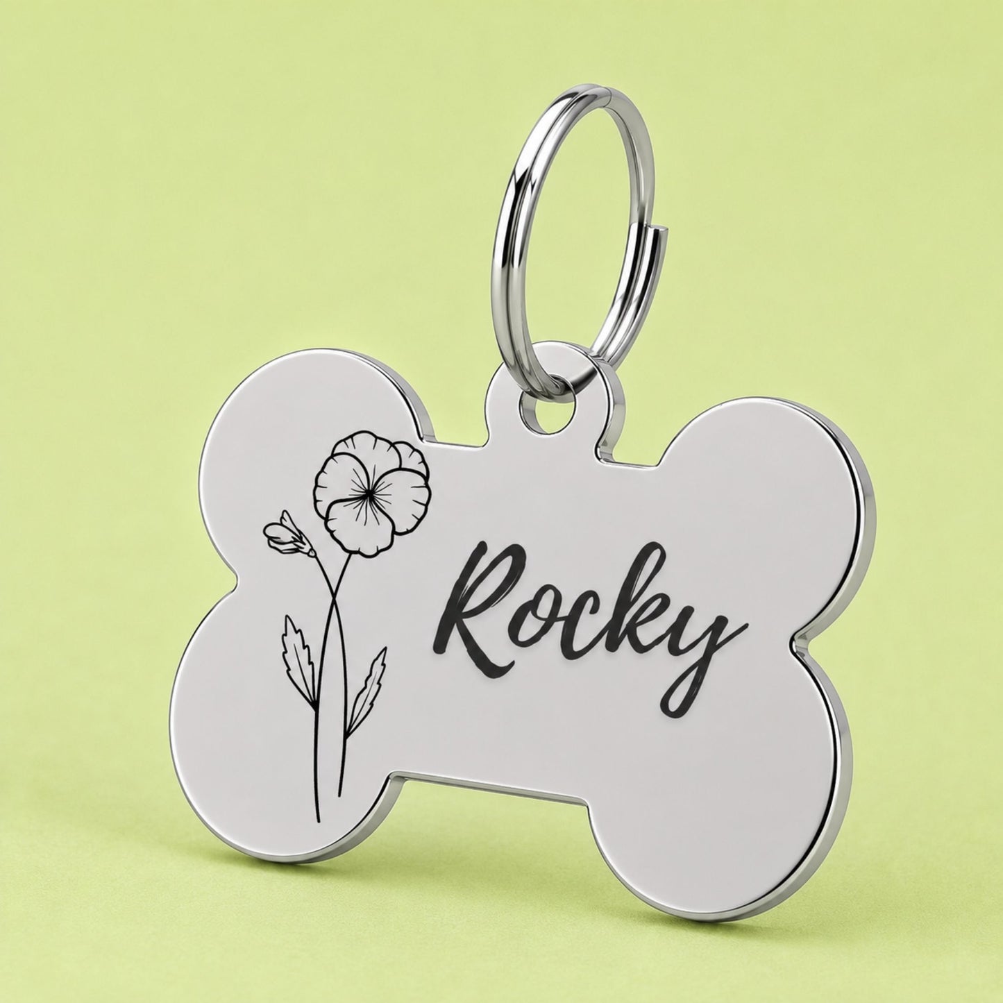 Violet Birth Flower Dog Tag, February
