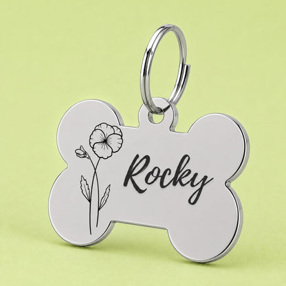 Violet Birth Flower Dog Tag, February