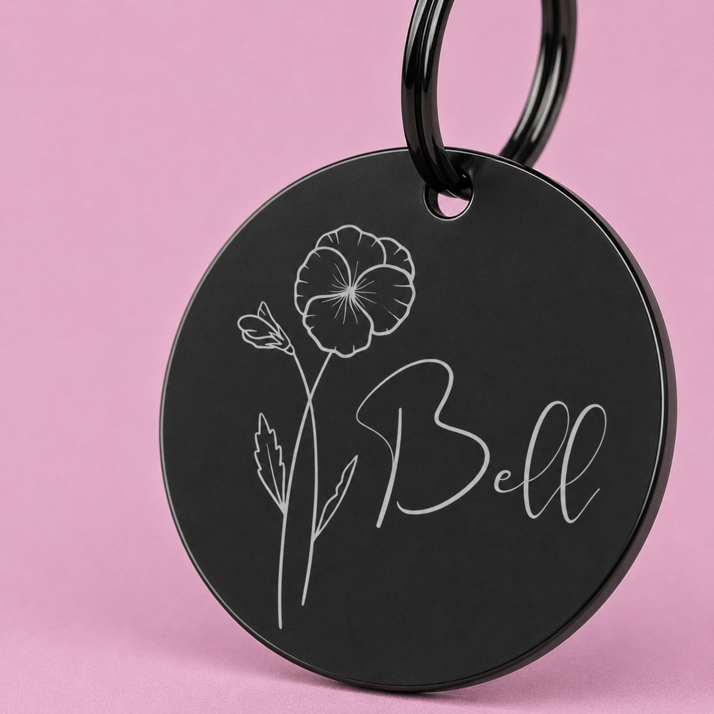Violet Birth Flower Dog Tag, February