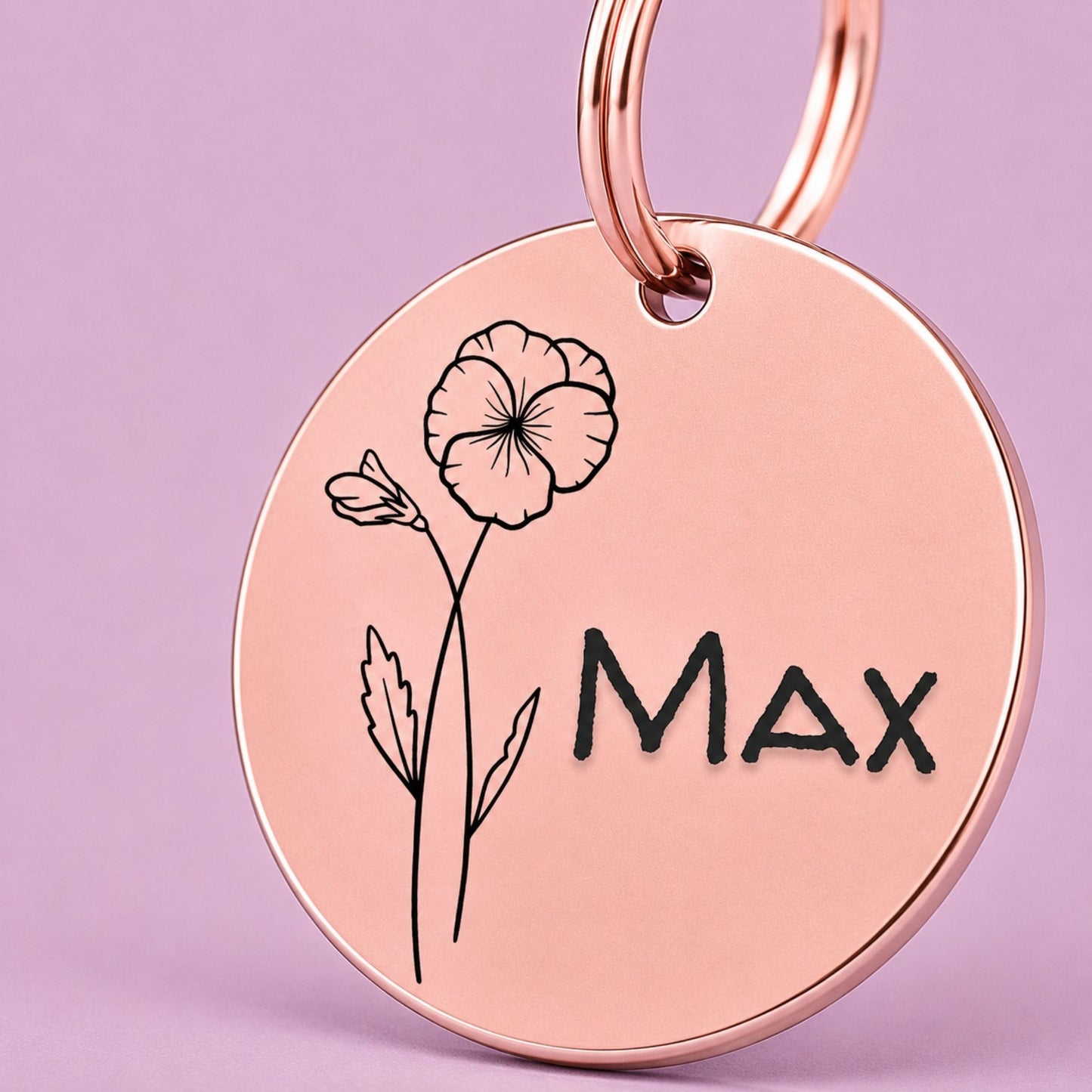 Violet Birth Flower Dog Tag, February