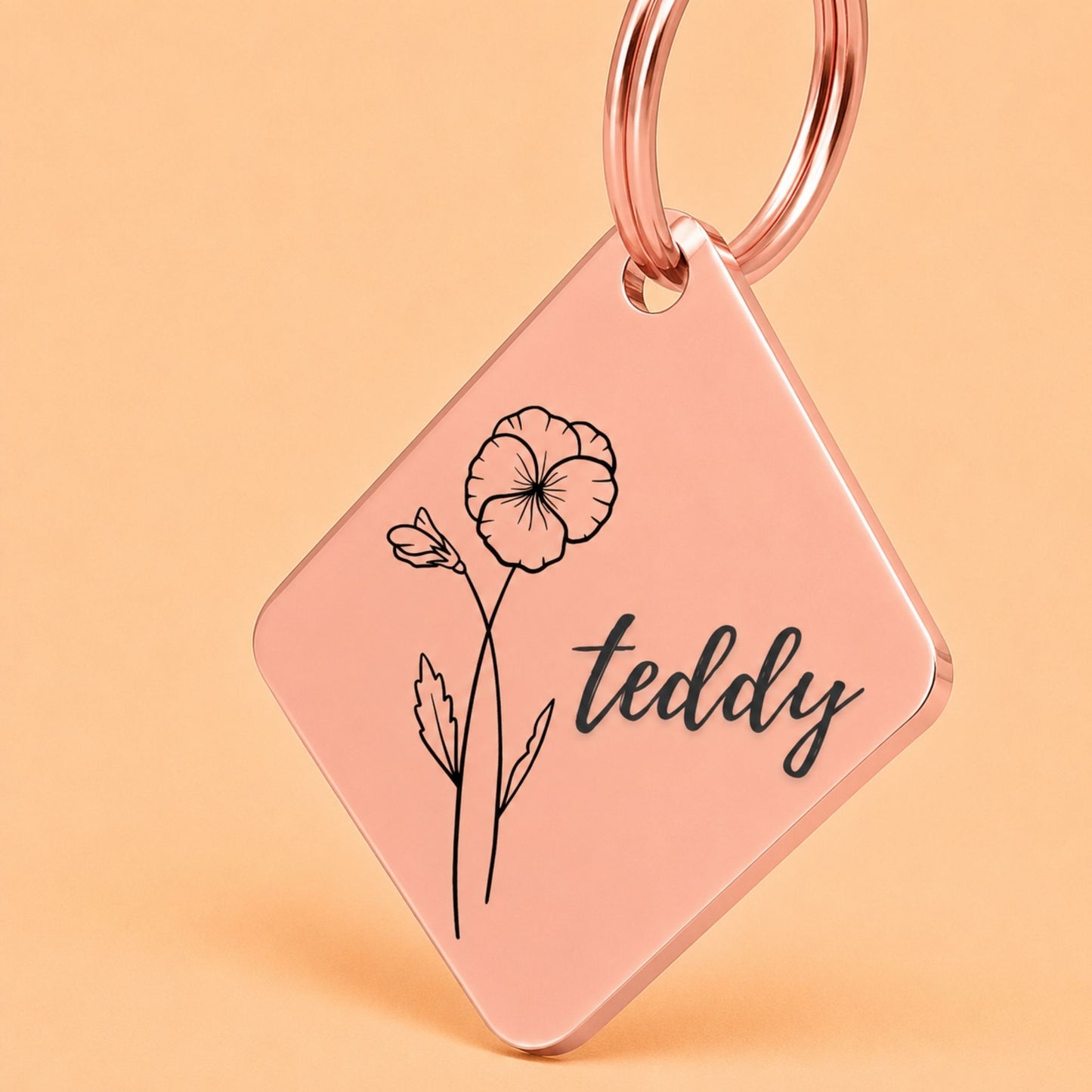 Violet Birth Flower Dog Tag, February