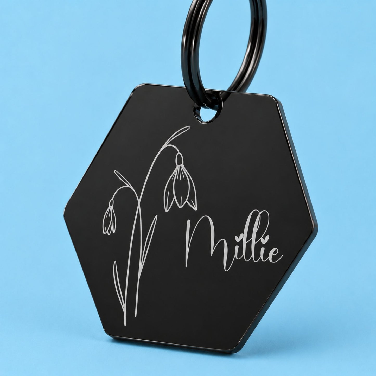 Snowdrop Birth Flower Dog Tag, January