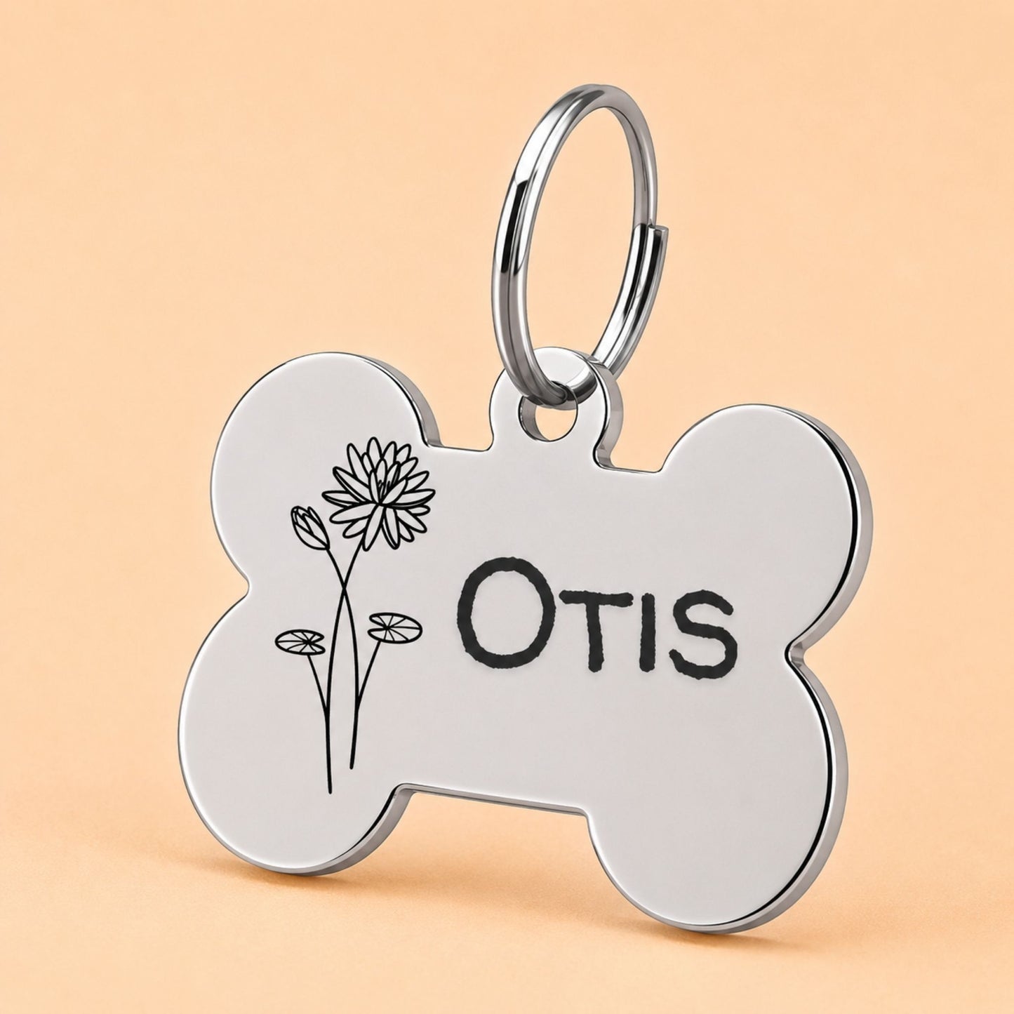 Water Lily Birth Flower Dog Tag, July