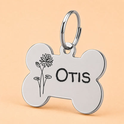 Water Lily Birth Flower Dog Tag, July