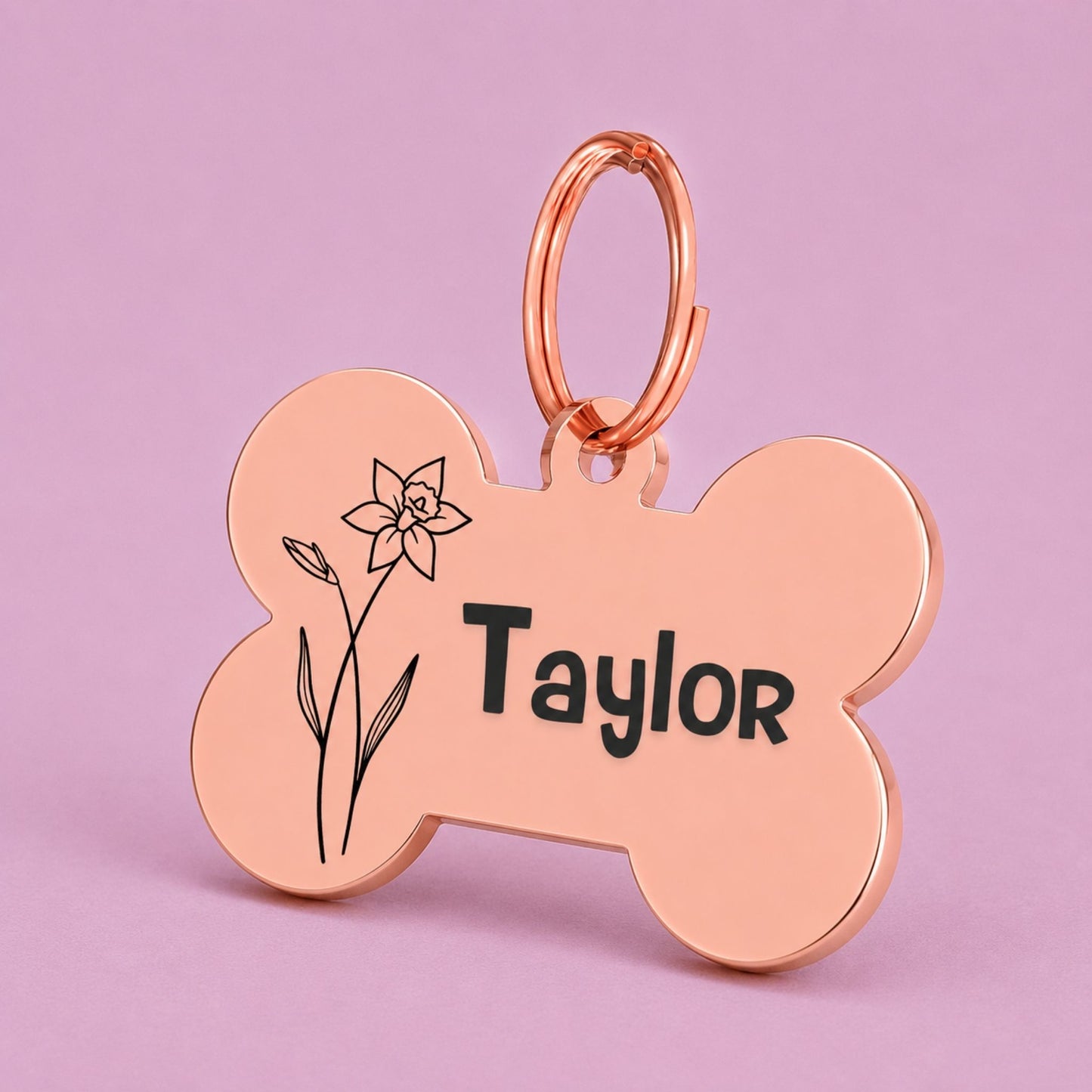Daffodil Birth Flower Dog Tag, March