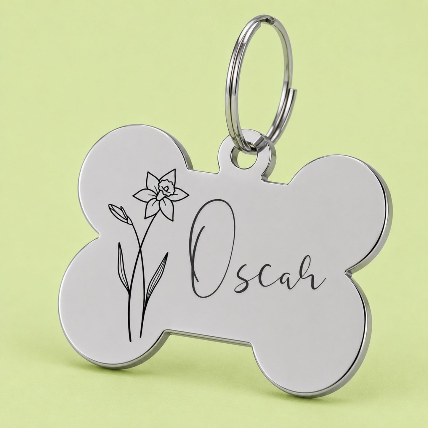 Daffodil Birth Flower Dog Tag, March
