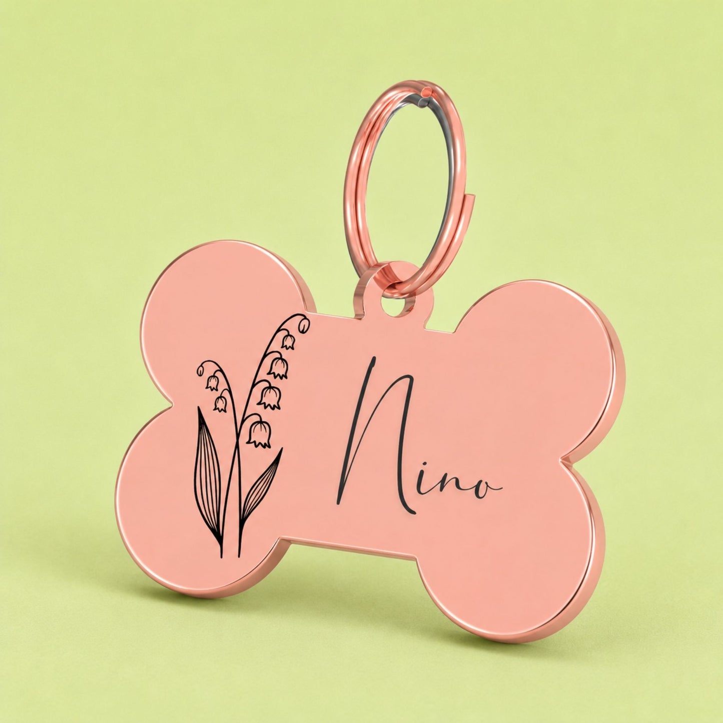 Lily of the Valley Birth Flower Dog Tag, May