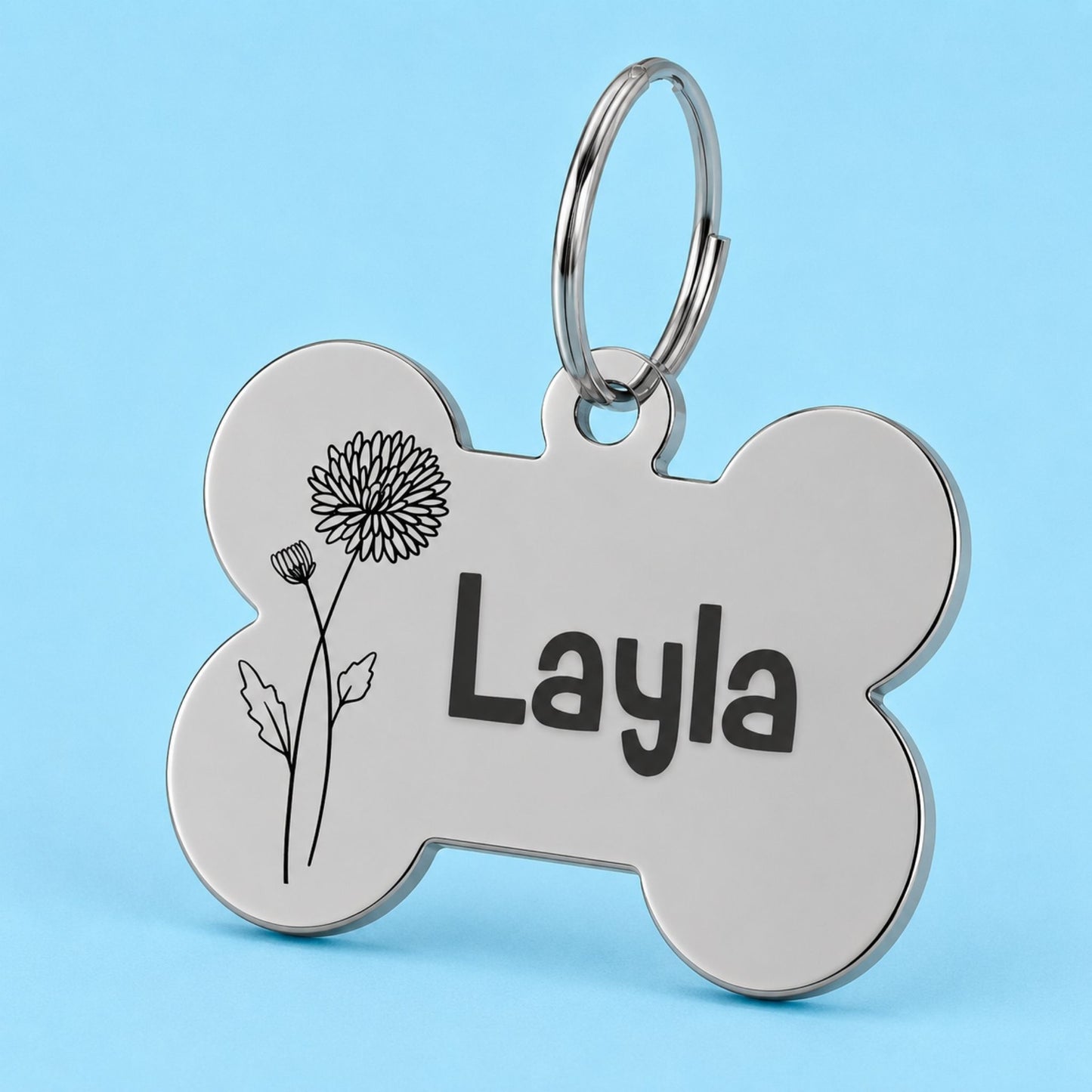 Chrysanthemum Birth Flower Dog Tag, November