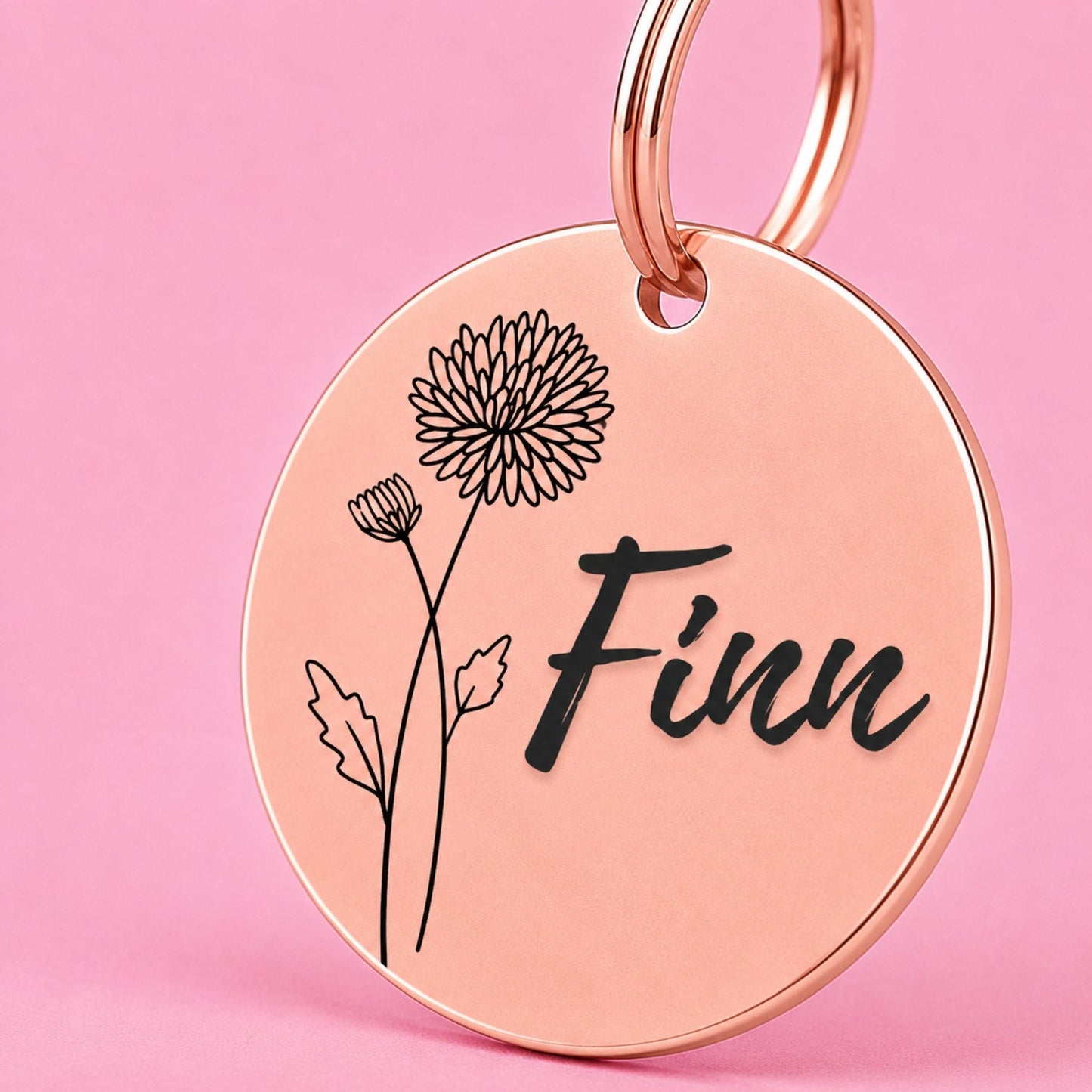 Chrysanthemum Birth Flower Dog Tag, November