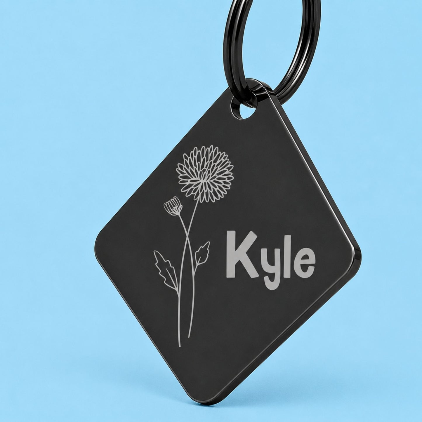 Chrysanthemum Birth Flower Dog Tag, November