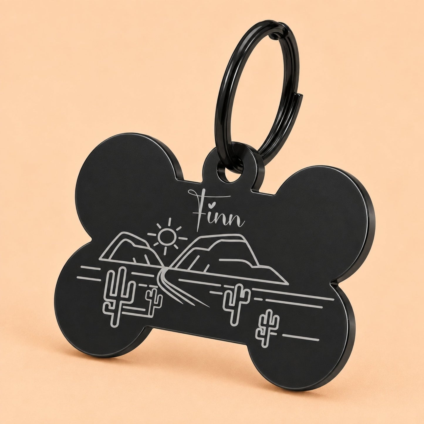 Arizona Engraved Dog Tag Bone Black