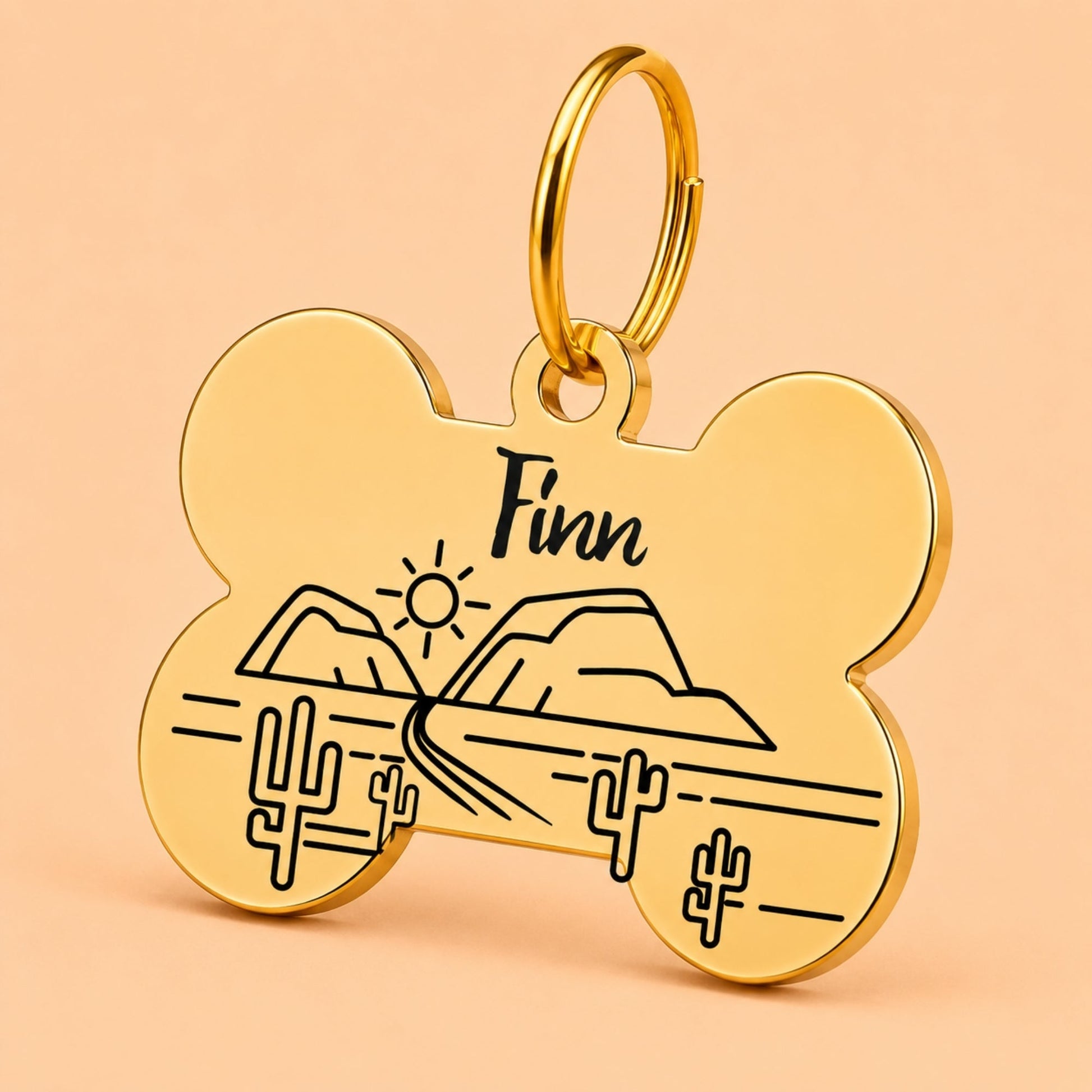 Arizona Engraved Dog Tag Bone Gold