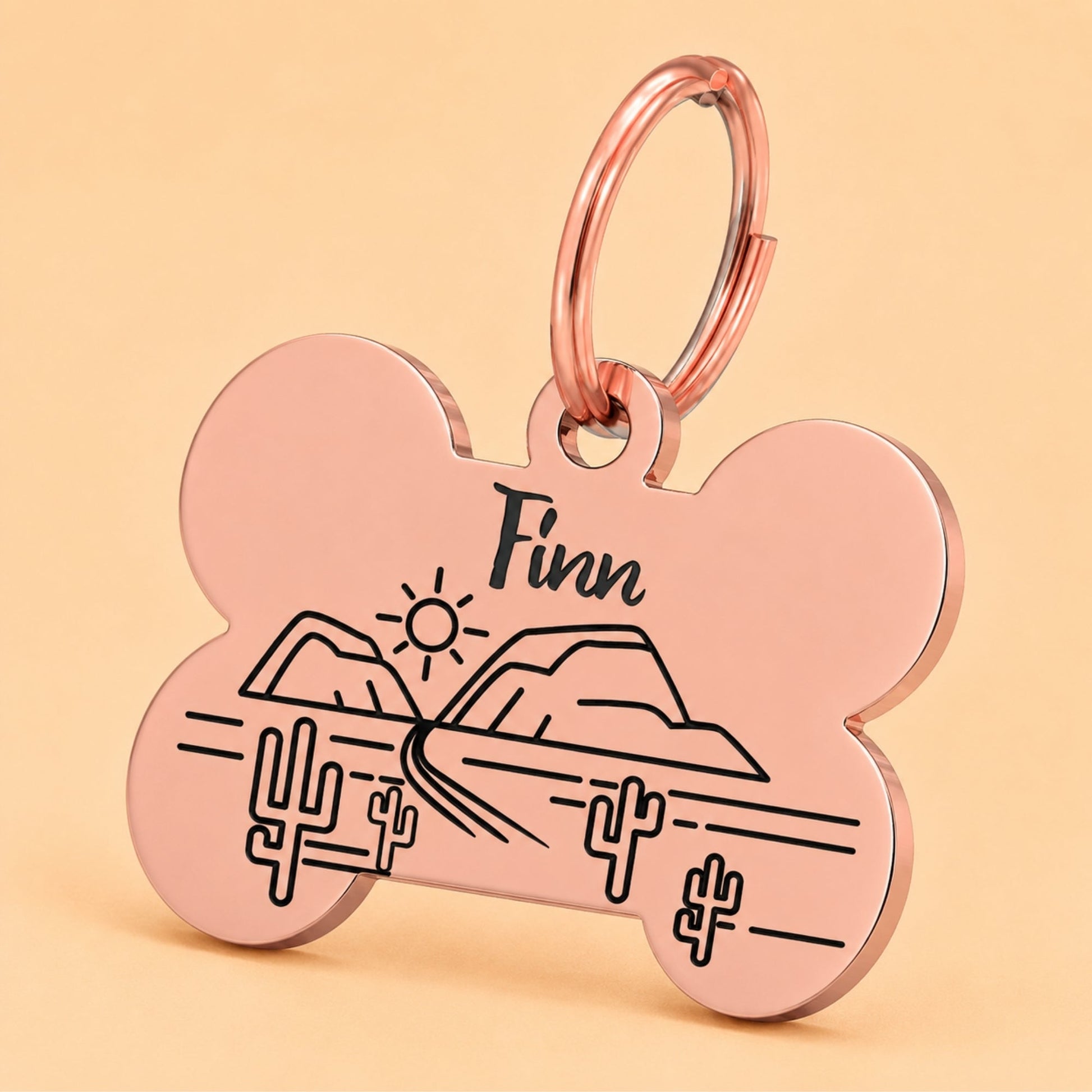 Arizona Engraved Dog Tag Bone Rose