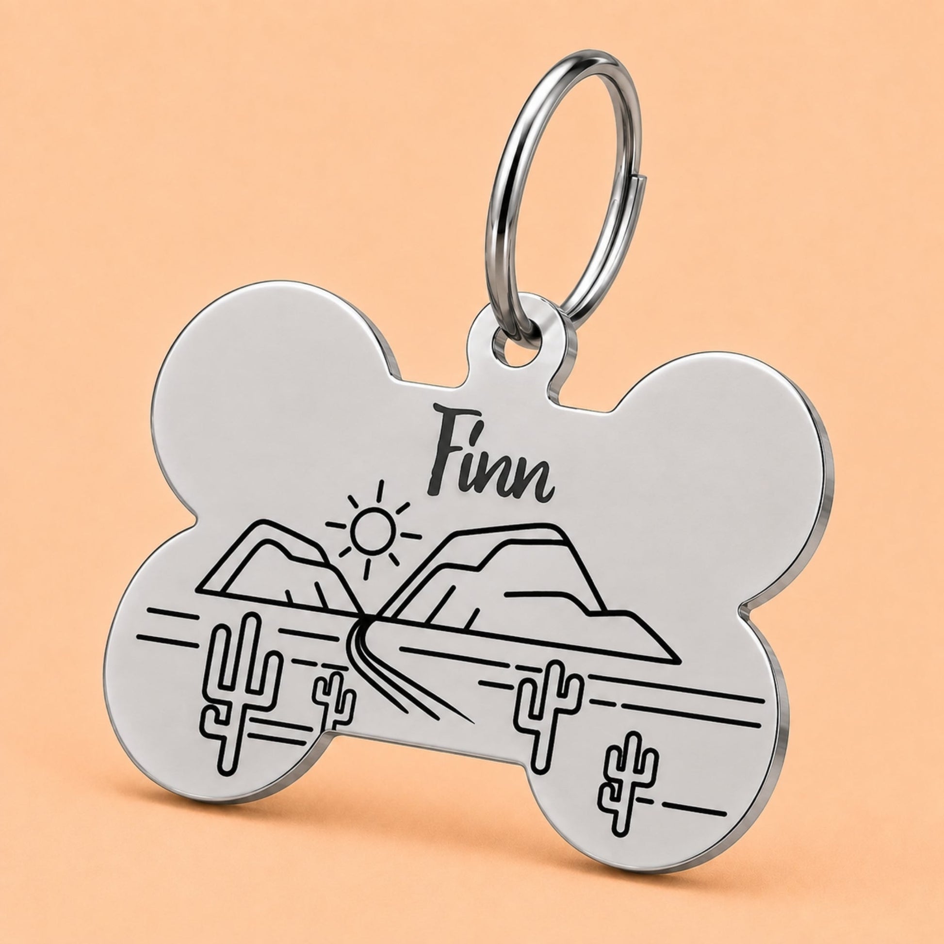 Arizona Engraved Dog Tag Bone Silver