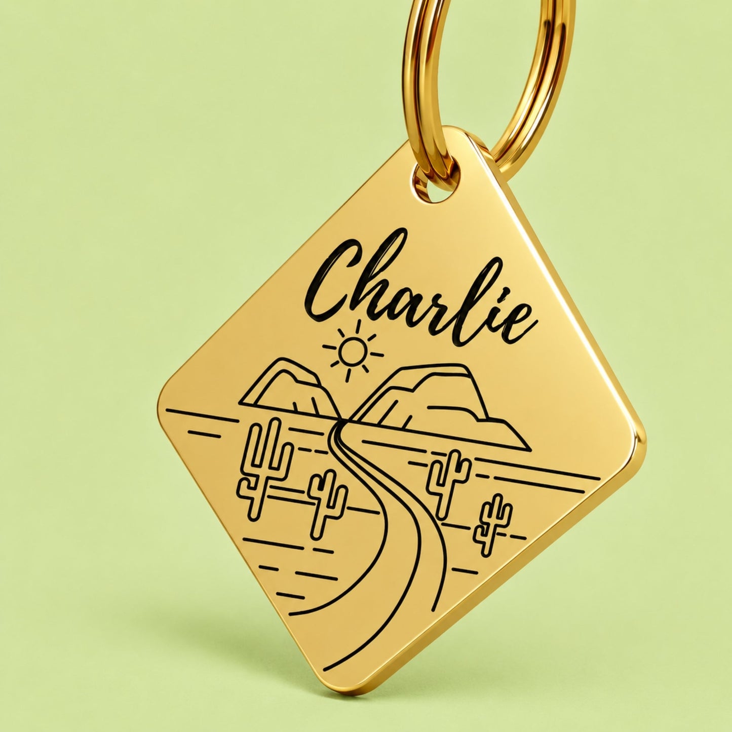 Arizona Engraved Dog Tag Diamond Gold