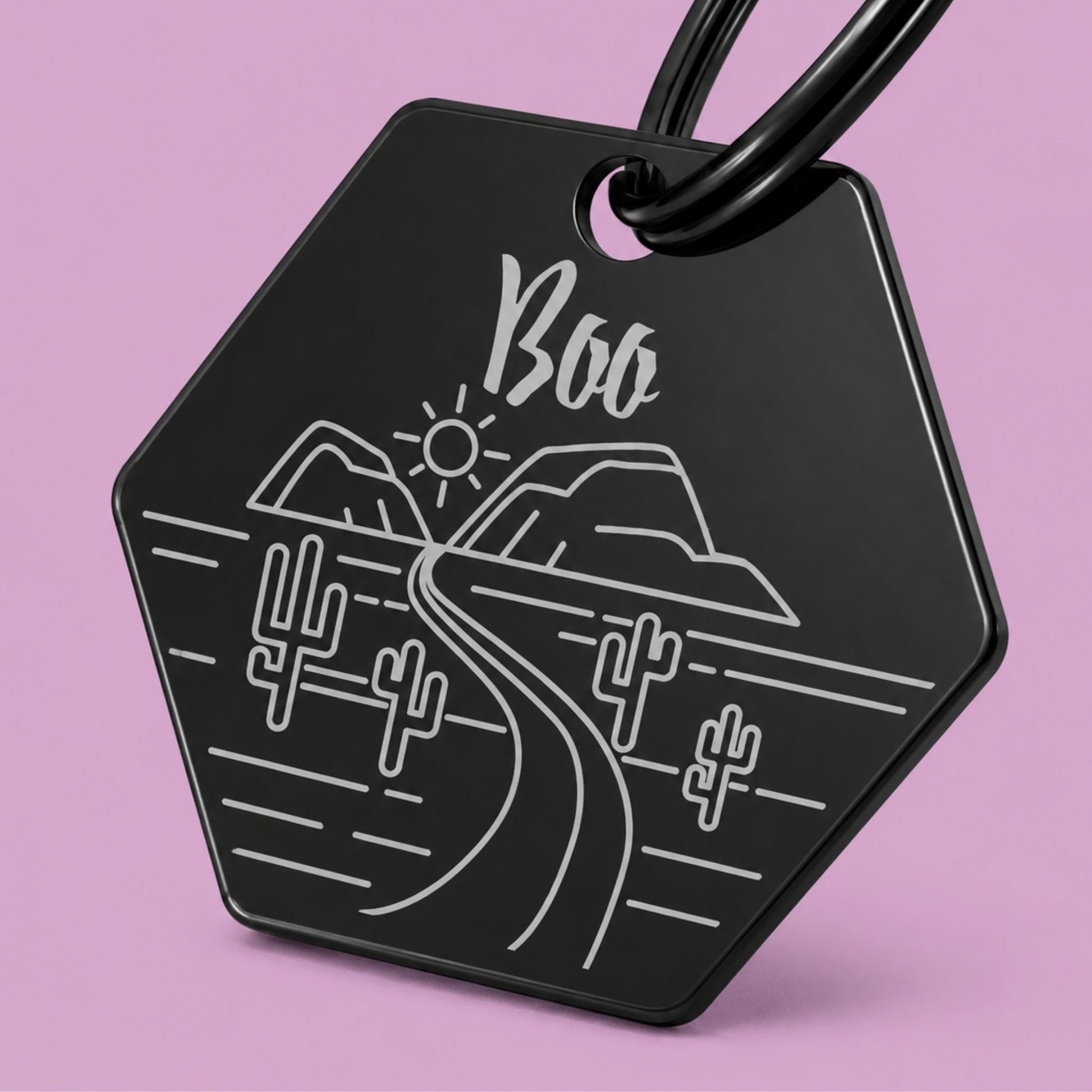 Arizona Engraved Dog Tag Hexagon Black