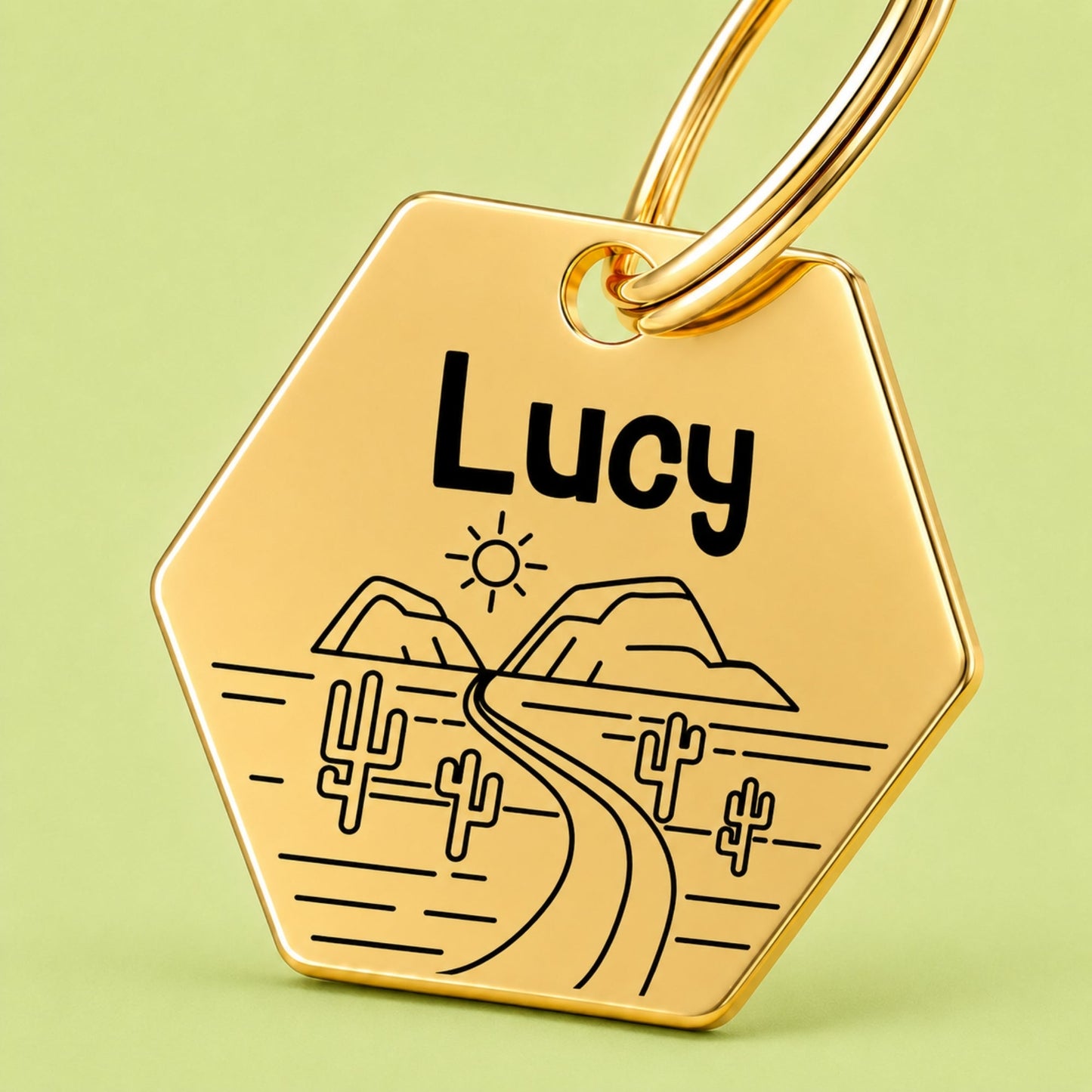 Arizona Engraved Dog Tag Hexagon Gold