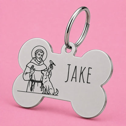 Blessed Engraved Dog Tag Bone Silver