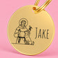 Blessed Engraved Dog Tag Circle Gold
