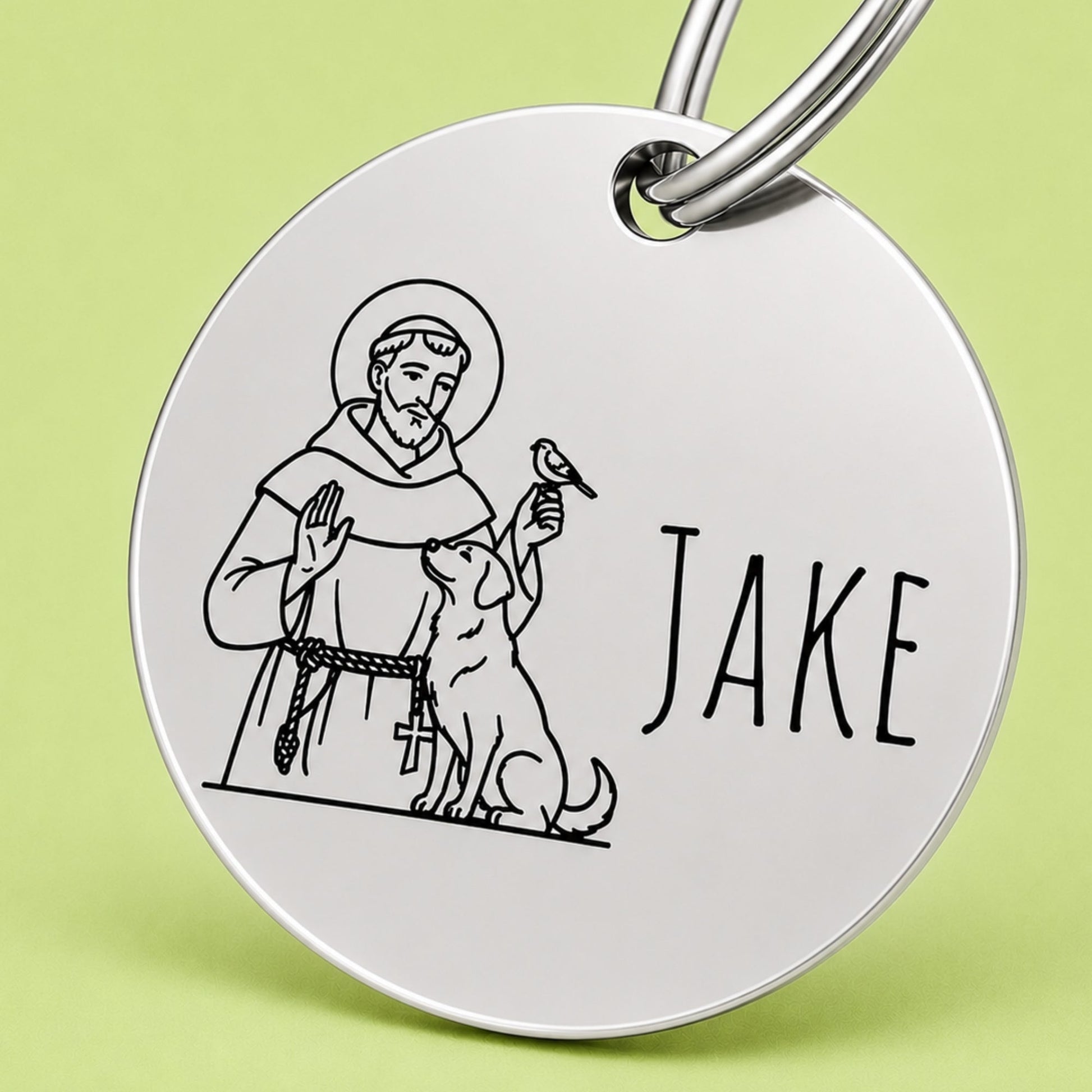 Blessed Engraved Dog Tag Circle Silver