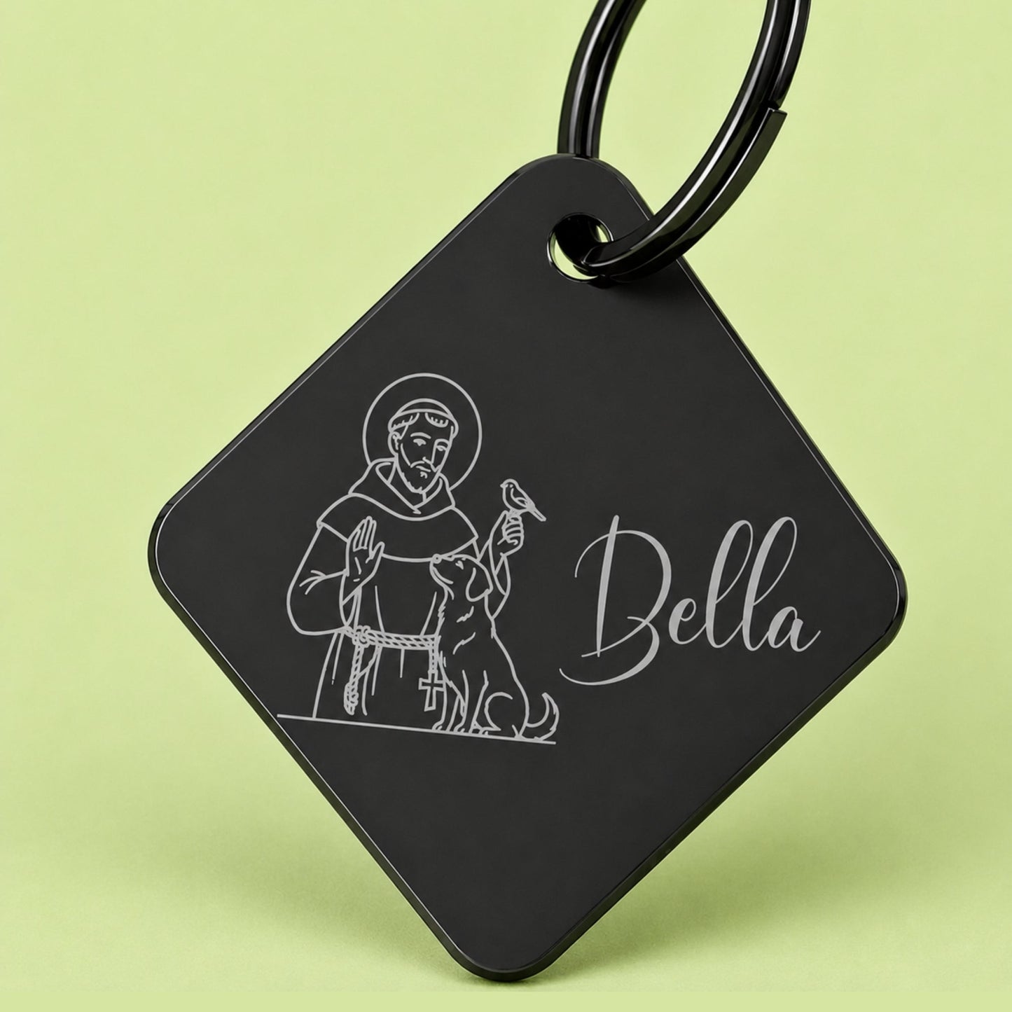 Blessed Engraved Dog Tag Diamond Black