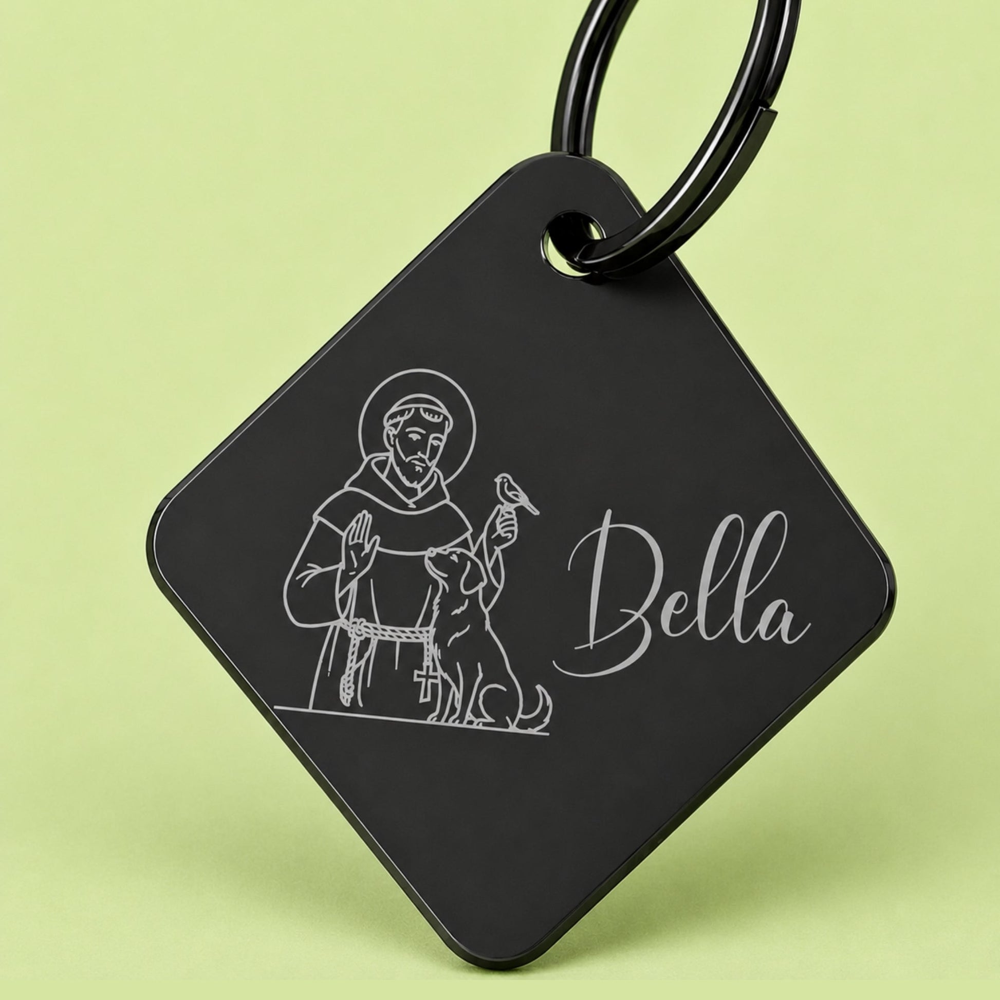 Blessed Engraved Dog Tag Diamond Black