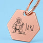 Blessed Engraved Dog Tag Hexagon Rose
