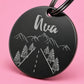 Country Road Engraved Dog Tag Circle Black