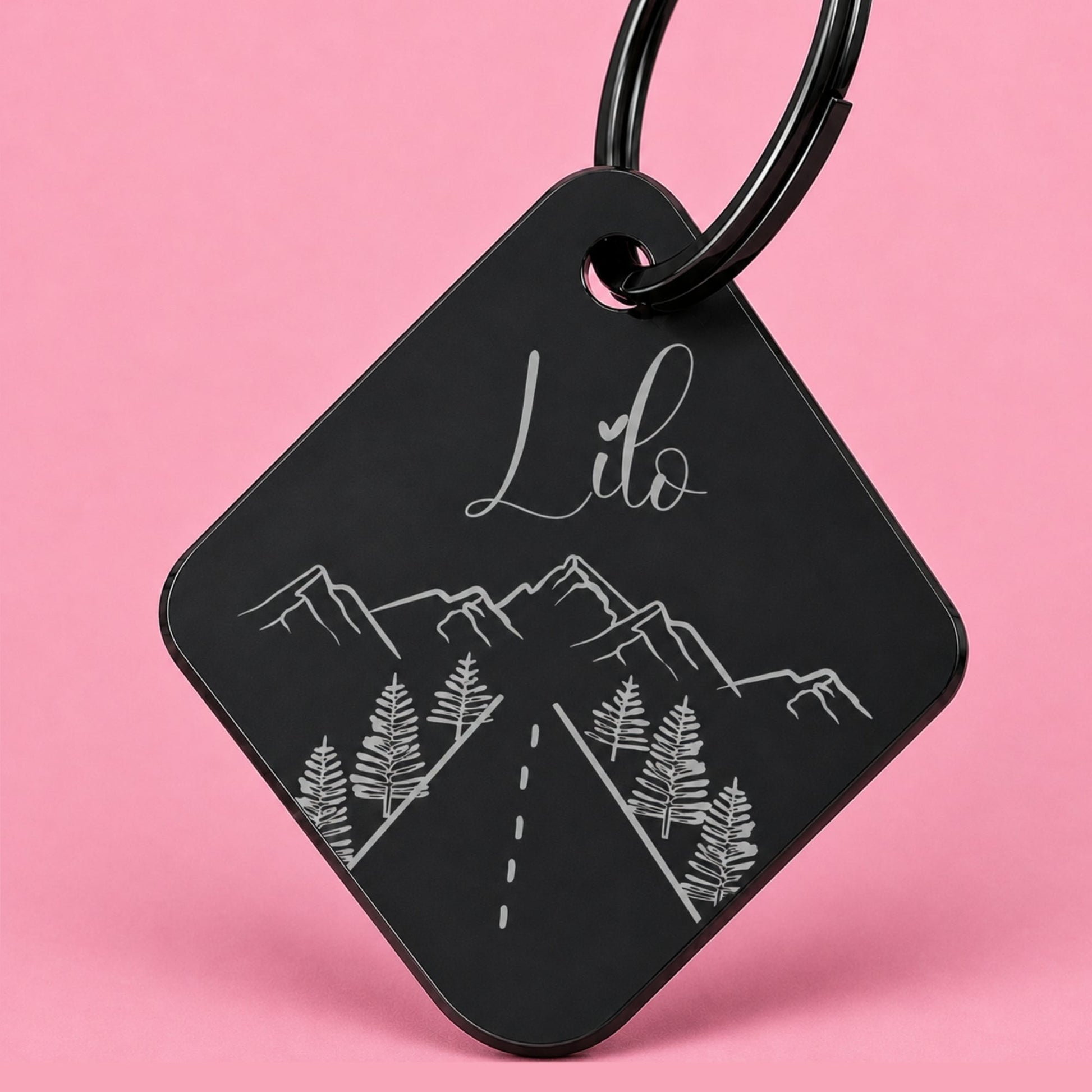 Country Road Engraved Dog Tag Diamond Black