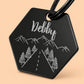 Country Road Engraved Dog Tag Hexagon Black