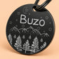 Dark Night Engraved Dog Tag Circle Black