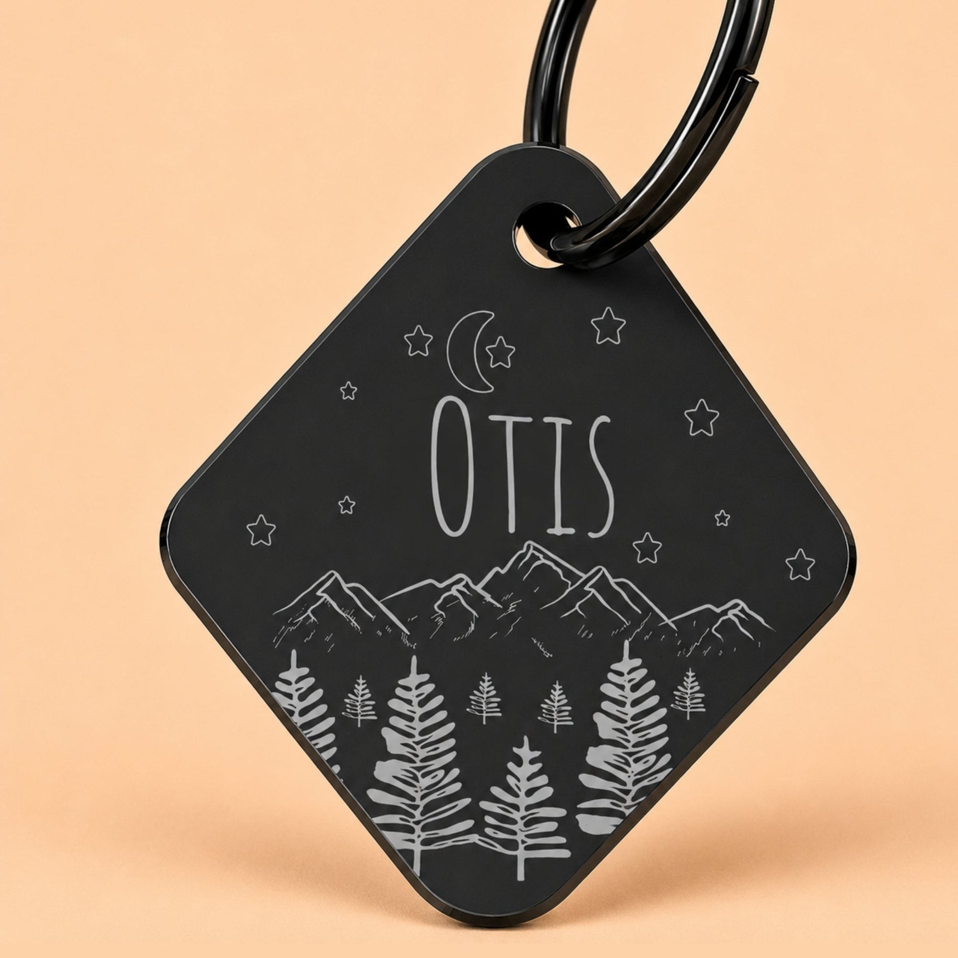 Dark Night Engraved Dog Tag Diamond Black