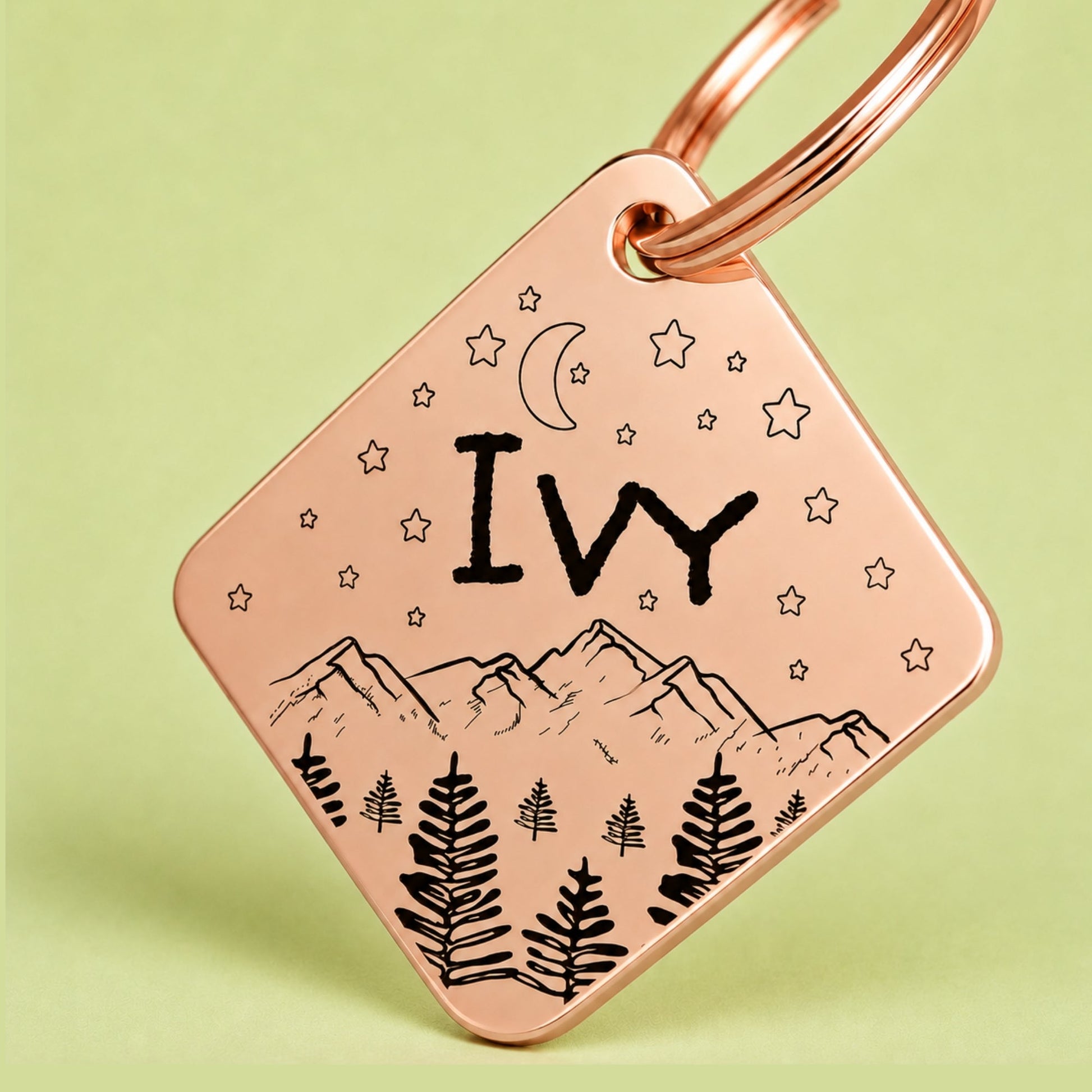 Dark Night Engraved Dog Tag Diamond Rose