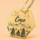 Dark Night Engraved Dog Tag Hexagon Gold