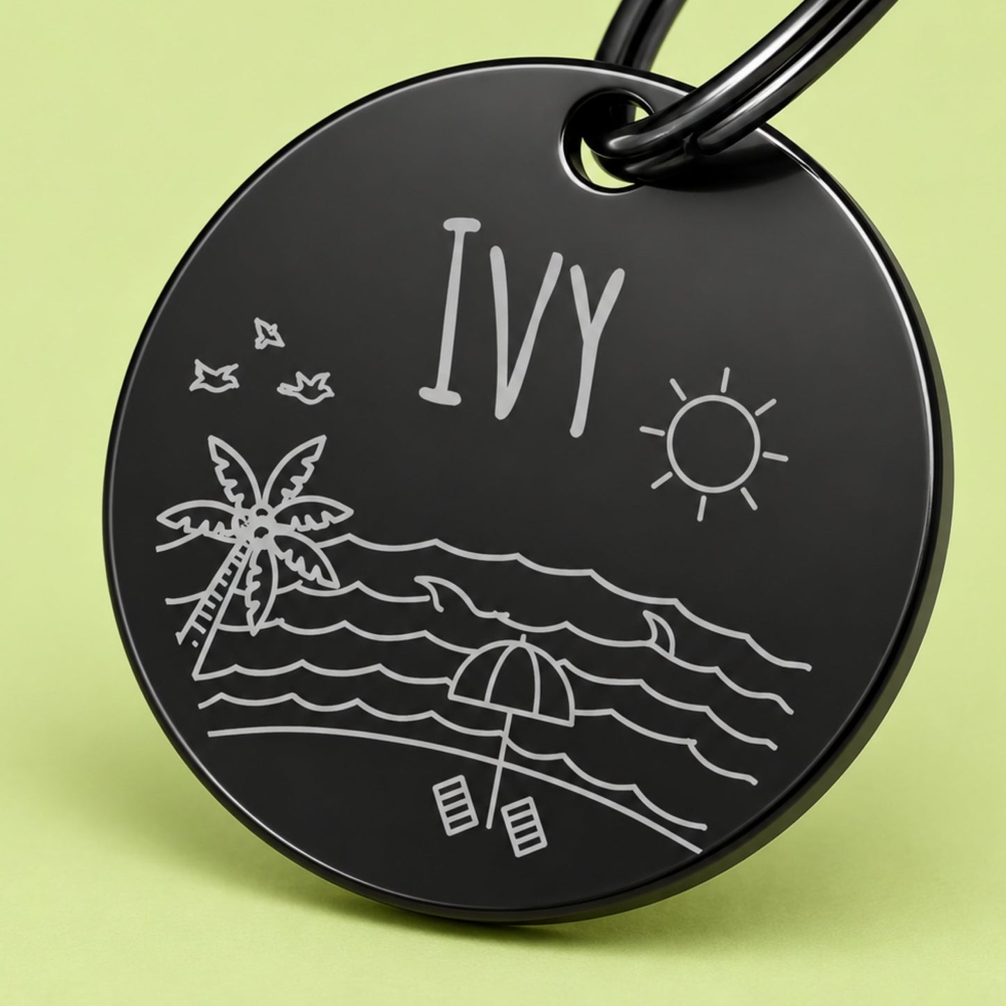 Florida Sunshine Engraved Dog Tag Circle Black